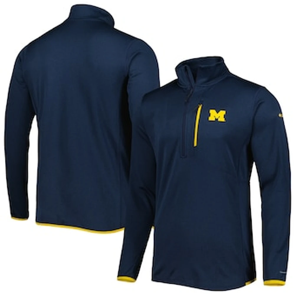 Men's Columbia Navy Michigan Wolverines Park View Omni-Wick Half-Zip Top