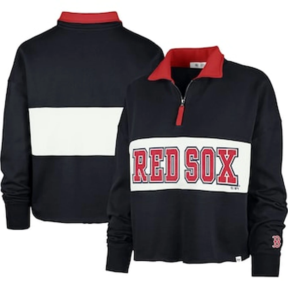 Women's '47 Navy Boston Red Sox Remi Quarter-Zip Cropped Top