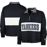 Women's '47 Navy New York Yankees Remi Quarter-Zip Cropped Top