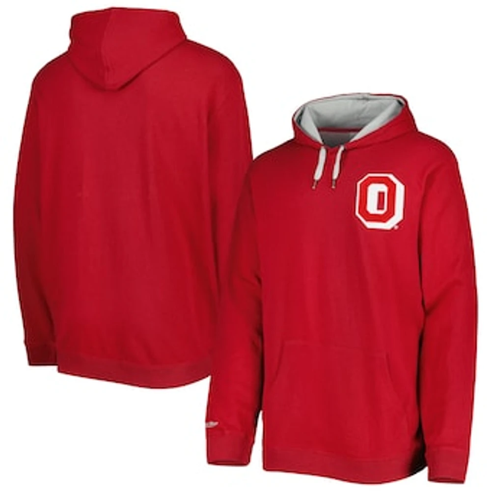 Men's Mitchell & Ness Scarlet Ohio State Buckeyes Classic French Terry Pullover Hoodie