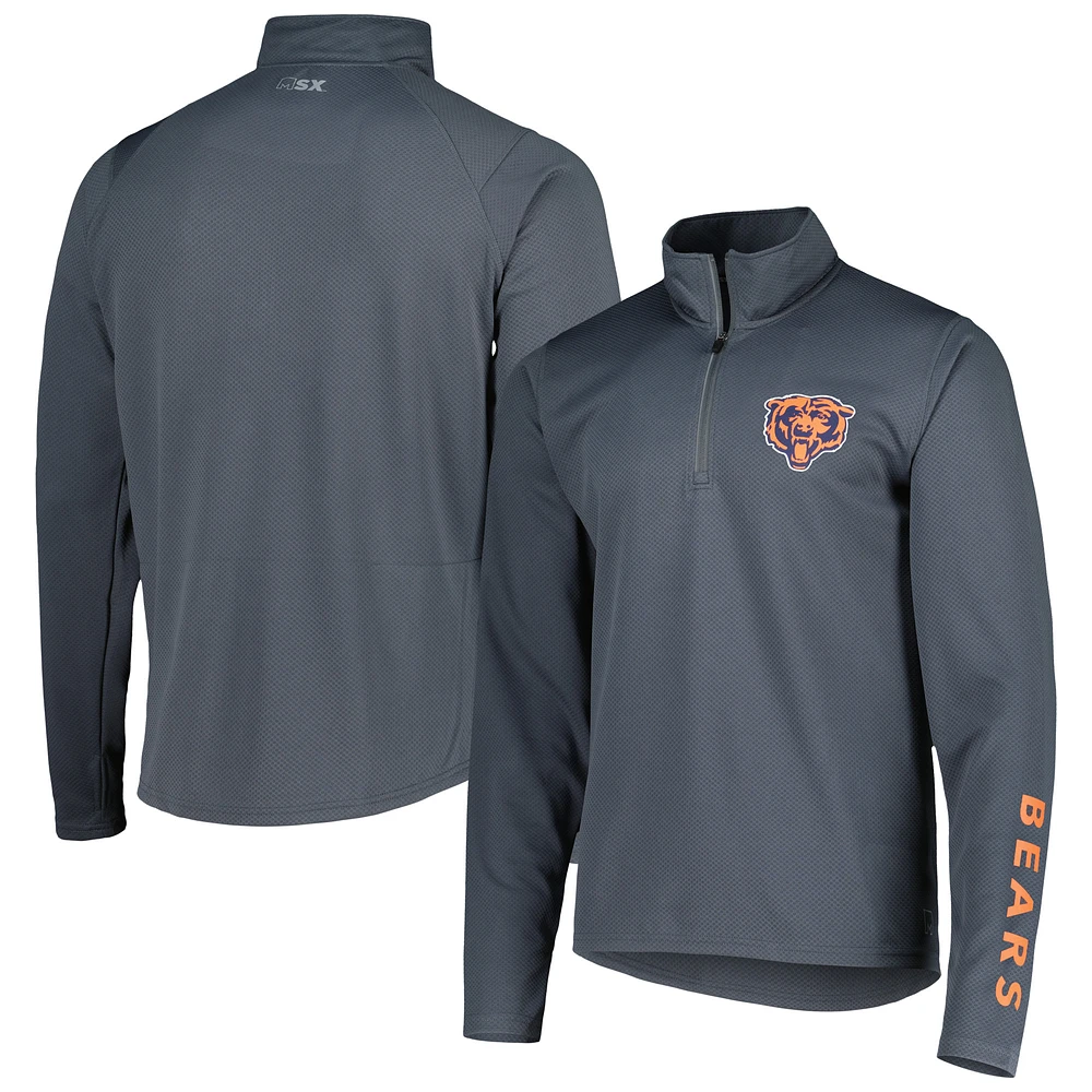 Men's MSX by Michael Strahan Charcoal Chicago Bears Half-Zip Hoodie