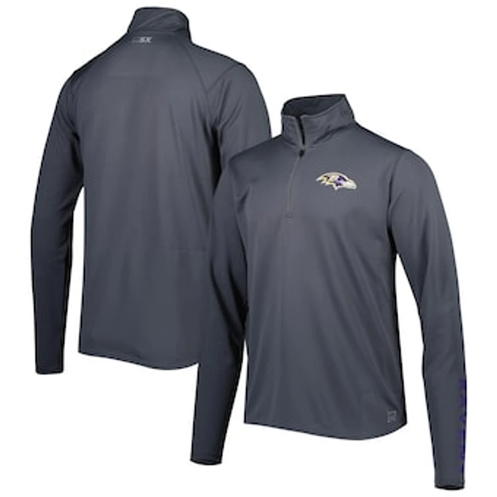 Men's MSX by Michael Strahan Charcoal Baltimore Ravens Half-Zip Hoodie