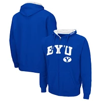 Men's Colosseum Royal BYU Cougars Arch & Team Logo 3.0 Full-Zip Hoodie