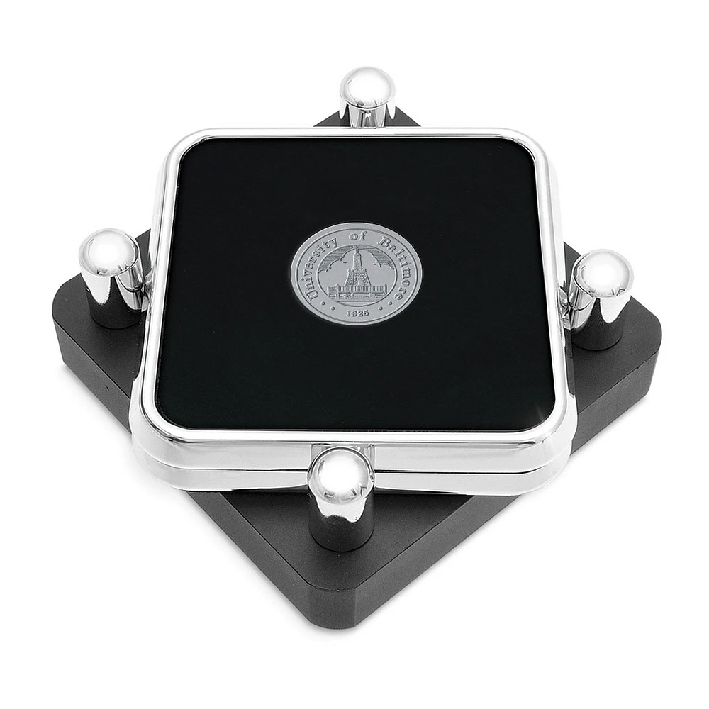UBalt Bees Silver 2-Piece Square Coaster Set