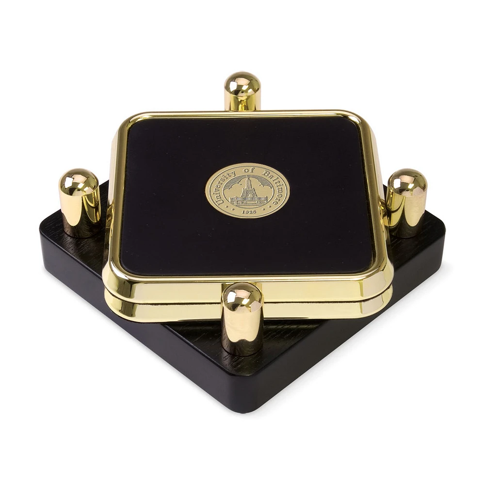 UBalt Bees Gold 2-Piece Square Coaster Set