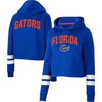 Women's Colosseum Royal Florida Gators Throwback Stripe Cropped Pullover Hoodie