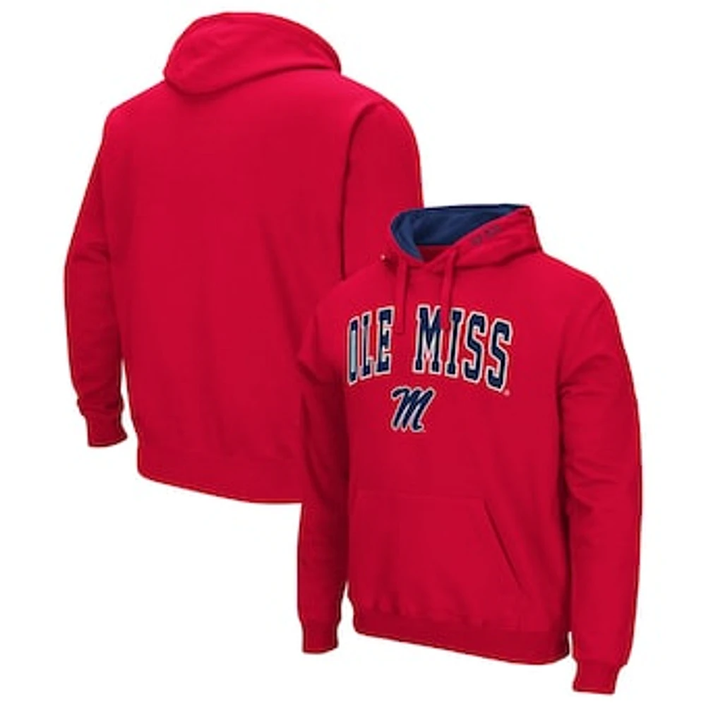 Men's Colosseum Red Ole Miss Rebels Arch & Logo 3.0 Pullover Hoodie