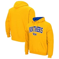 Men's Colosseum Gold Pitt Panthers Arch & Logo 3.0 Pullover Hoodie