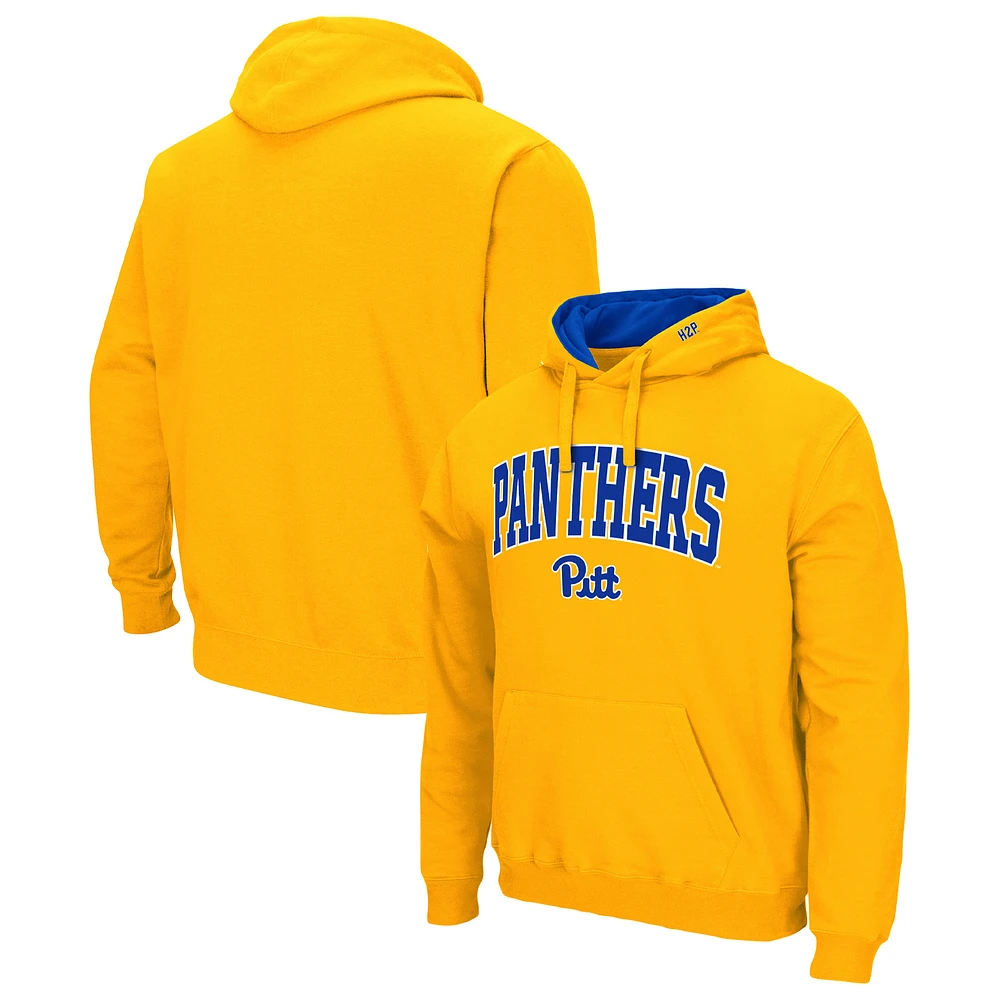 Men's Colosseum Gold Pitt Panthers Arch & Logo 3.0 Pullover Hoodie