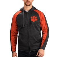 Men's G-III Sports by Carl Banks Black Clemson Tigers Neutral Zone Raglan Full-Zip Track Jacket Hoodie