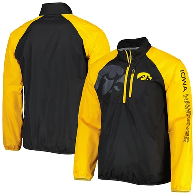 Men's G-III Sports by Carl Banks Black/Gold Iowa Hawkeyes Point Guard Raglan Half-Zip Jacket