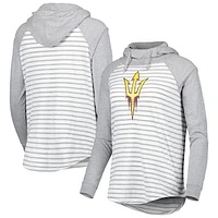 Women's Colosseum Heathered Gray/White Arizona State Sun Devils Gloria Raglan Long Sleeve Hoodie T-Shirt