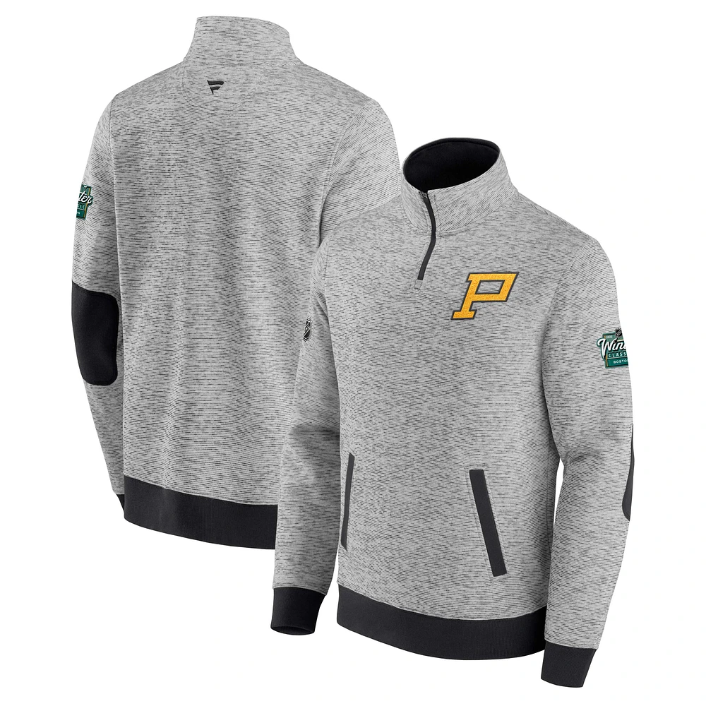 Men's Fanatics Gray Pittsburgh Penguins 2023 NHL Winter Classic Authentic Pro Quarter-Zip Top