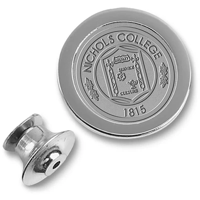Silver Nichols College Bison Lapel Pin