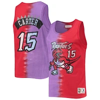 Men's Mitchell & Ness Vince Carter Purple/Red Toronto Raptors Hardwood Classics Tie-Dye Name Number Tank Top