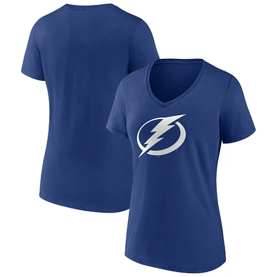 Women's Fanatics Blue Tampa Bay Lightning Primary Logo Team V-Neck T-Shirt