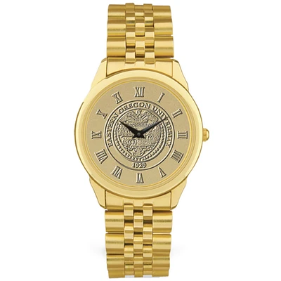 Men's Gold Eastern Oregon Mountaineers Medallion Rolled Link Bracelet Wristwatch