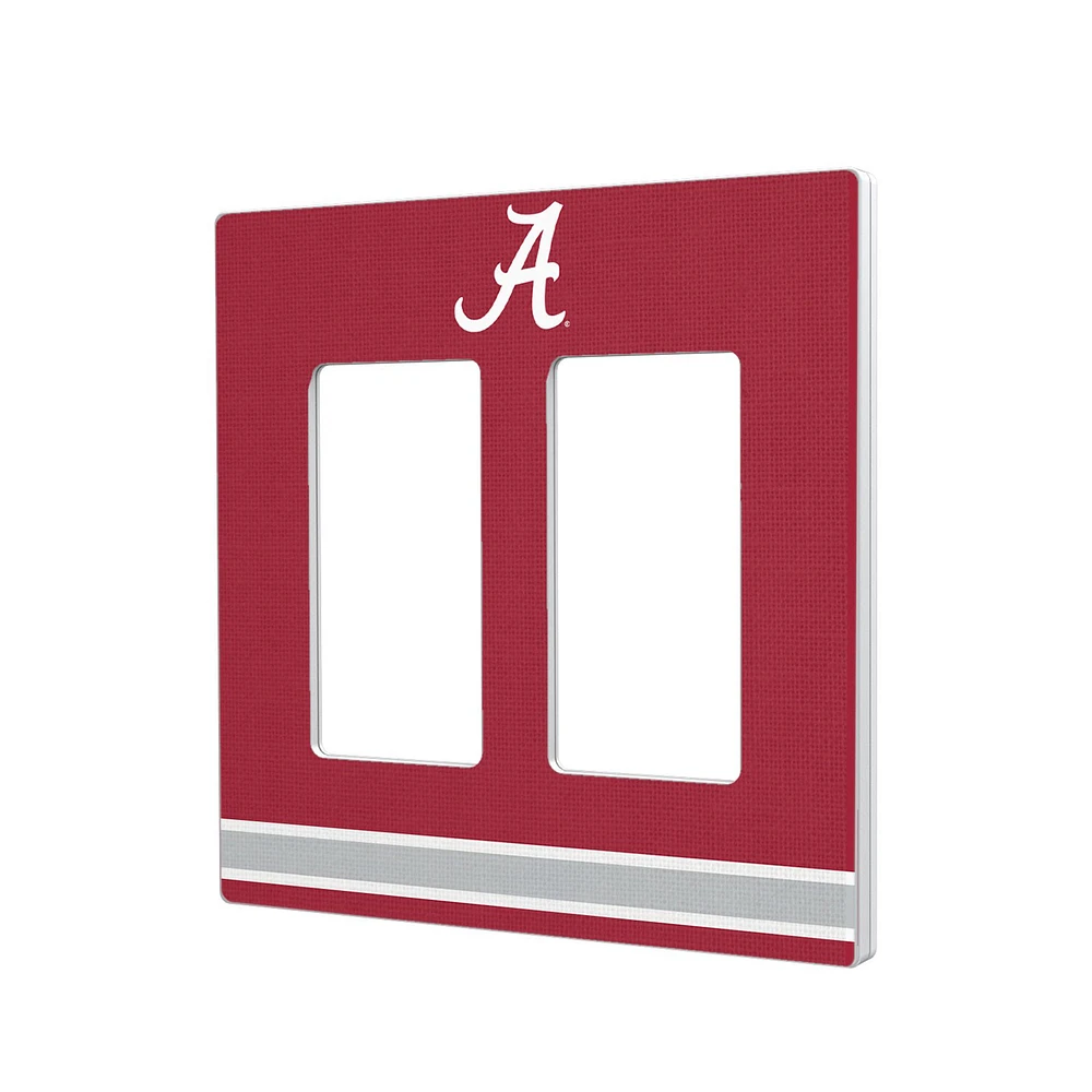 Alabama Crimson Tide Stripe Design Double Rocker Lightswitch Plate
