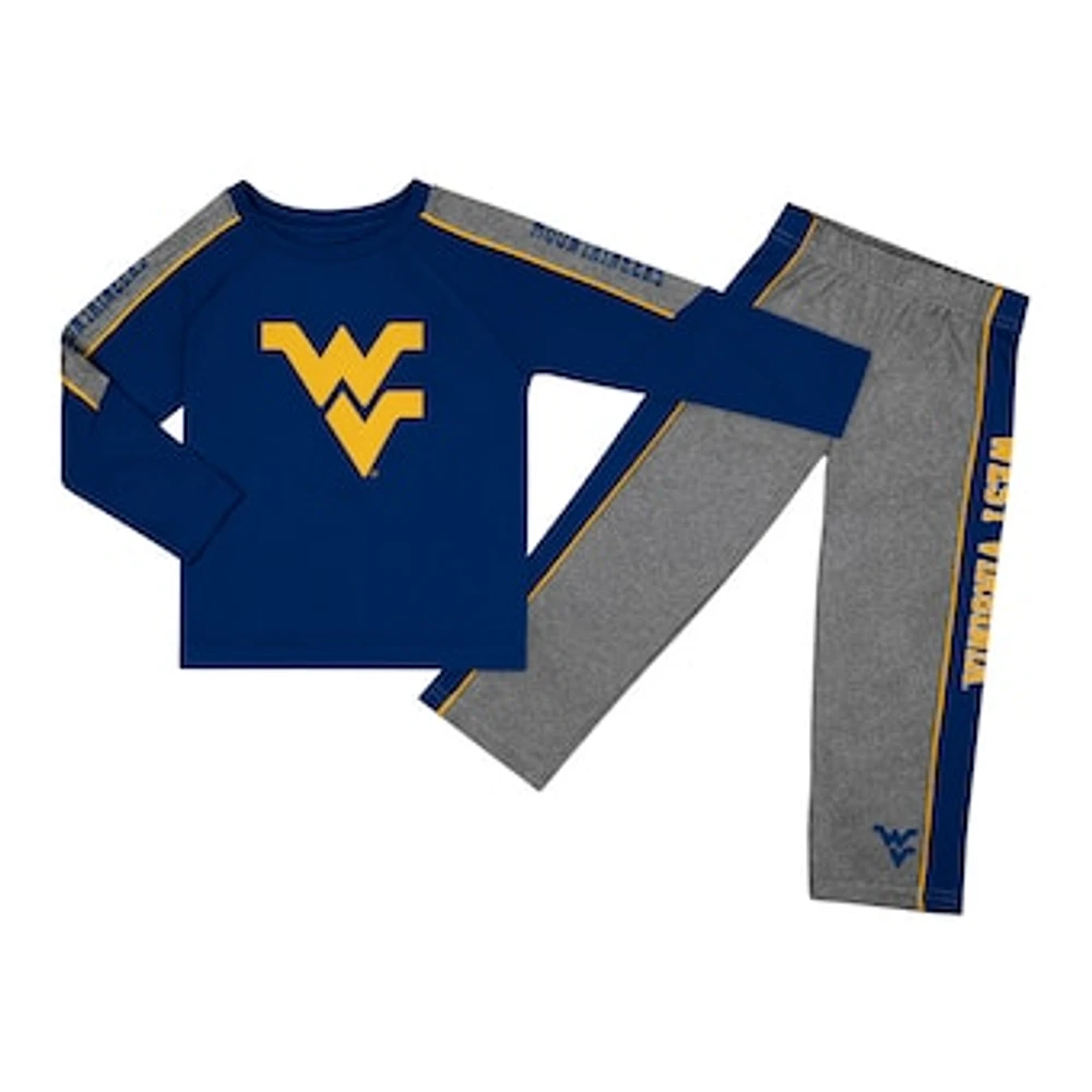 Toddler Colosseum Navy/Heather Gray West Virginia Mountaineers Logo Raglan Long Sleeve T-Shirt & Pants Set