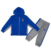 Toddler Colosseum Royal/Gray Kansas Jayhawks Shark Full-Zip Hoodie Jacket & Pants Set