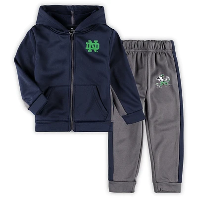 Toddler Colosseum Navy/Gray Notre Dame Fighting Irish Shark Full-Zip Hoodie Jacket & Pants Set