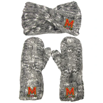 Women's ZooZatz Maryland Terrapins Logo Marled Headband and Mitten Set