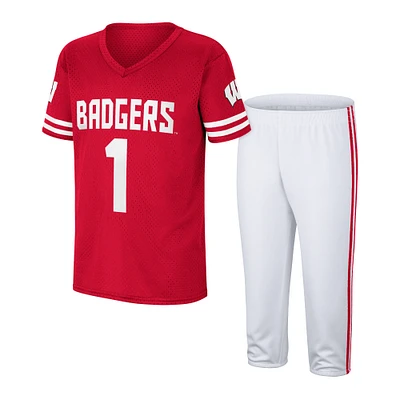 Youth Colosseum Red/White Wisconsin Badgers Football Jersey & Pants Set