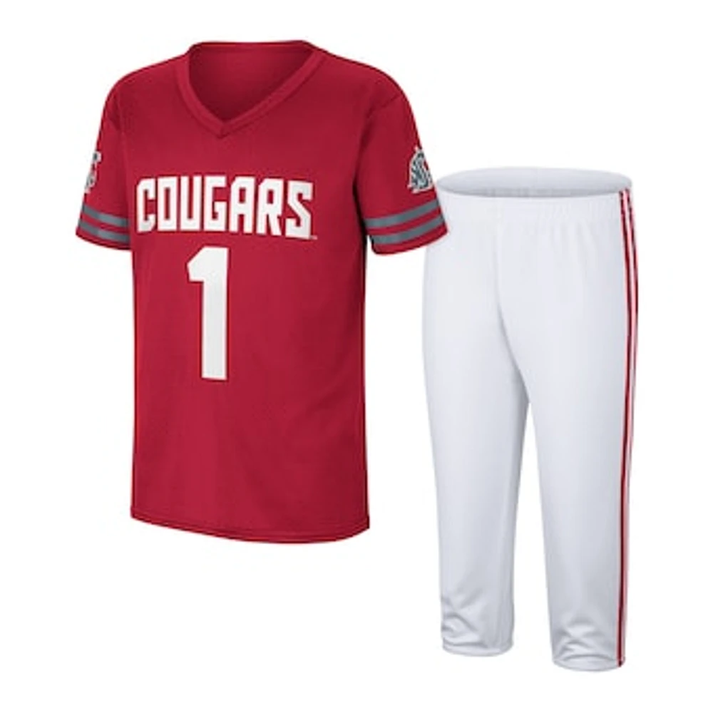 Youth Colosseum Crimson/White Washington State Cougars Football T-Shirt and Pants Set