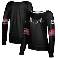 Women's Epoch Lacrosse Black Philadelphia Wings Boat Neck Pullover Sweatshirt