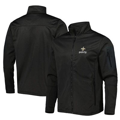 Men's Dunbrooke Heather Black New Orleans Saints Freestyle Coated Tech Fleece Full-Zip Jacket