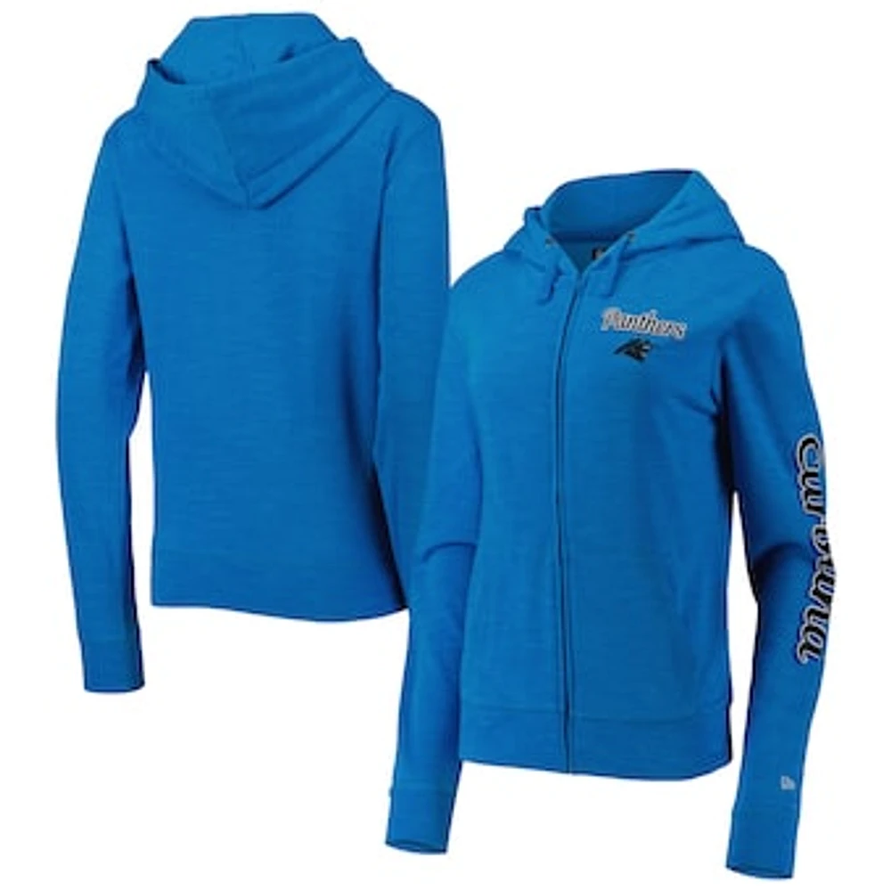 Women's New Era Blue Carolina Panthers Reverse Space-Dye Full-Zip Hoodie