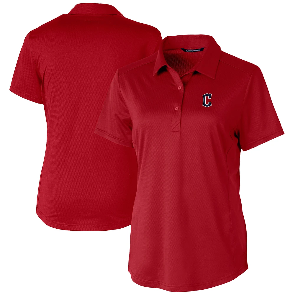 Women's Cutter & Buck Cardinal Cleveland Guardians Prospect Textured Stretch Polo