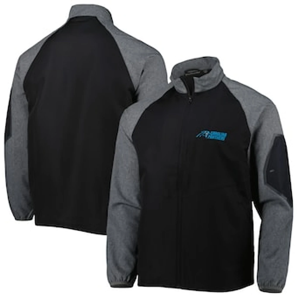 Men's Dunbrooke Black Carolina Panthers Hurricane Raglan Full-Zip Windbreaker Jacket