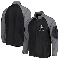 Men's Dunbrooke Black Las Vegas Raiders Hurricane Raglan Full-Zip Windbreaker Jacket