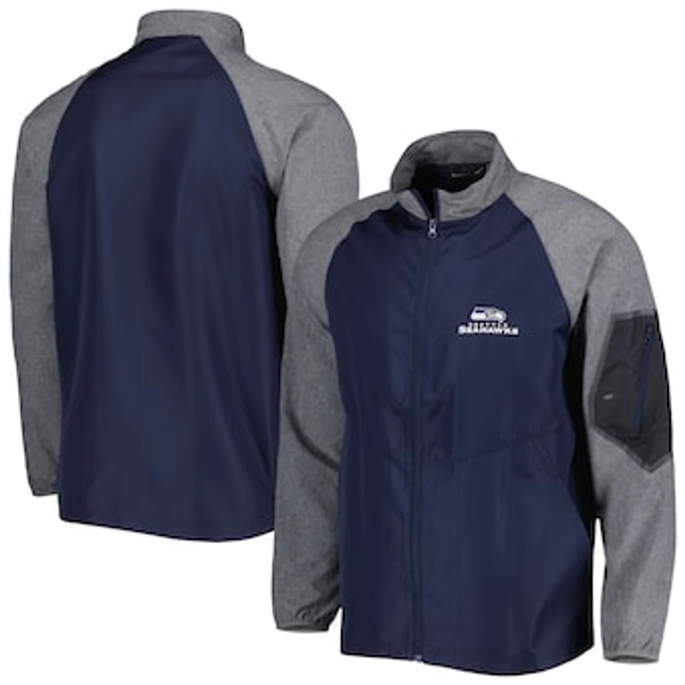 Men's Dunbrooke College Navy Seattle Seahawks Hurricane Raglan Full-Zip Windbreaker Jacket