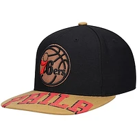 Men's Mitchell & Ness x Lids Black/Tan Philadelphia 76ers Current Reload 3.0 Snapback Hat
