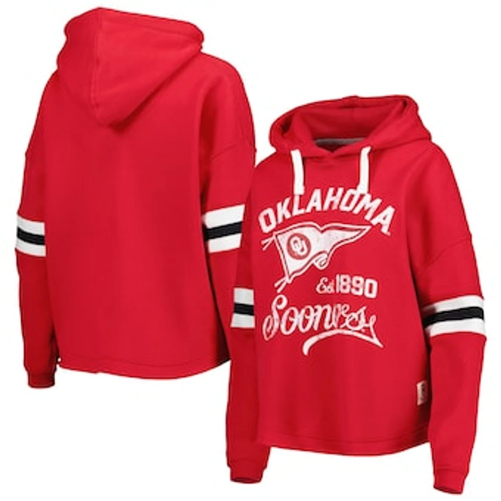 Women's Pressbox Crimson Oklahoma Sooners Super Pennant Pullover Hoodie