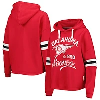 Women's Pressbox Crimson Oklahoma Sooners Super Pennant Pullover Hoodie