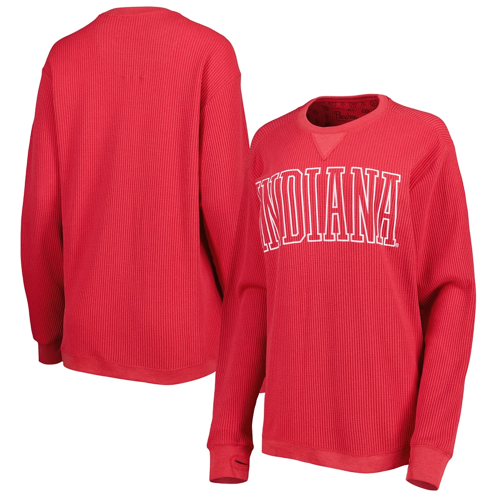 Women's Pressbox Crimson Indiana Hoosiers Surf Plus Southlawn Waffle-Knit Thermal Tri-Blend Long Sleeve T-Shirt