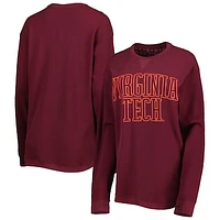 Women's Pressbox Maroon Virginia Tech Hokies Surf Plus Size Southlawn Waffle-Knit Thermal Tri-Blend Long Sleeve T-Shirt