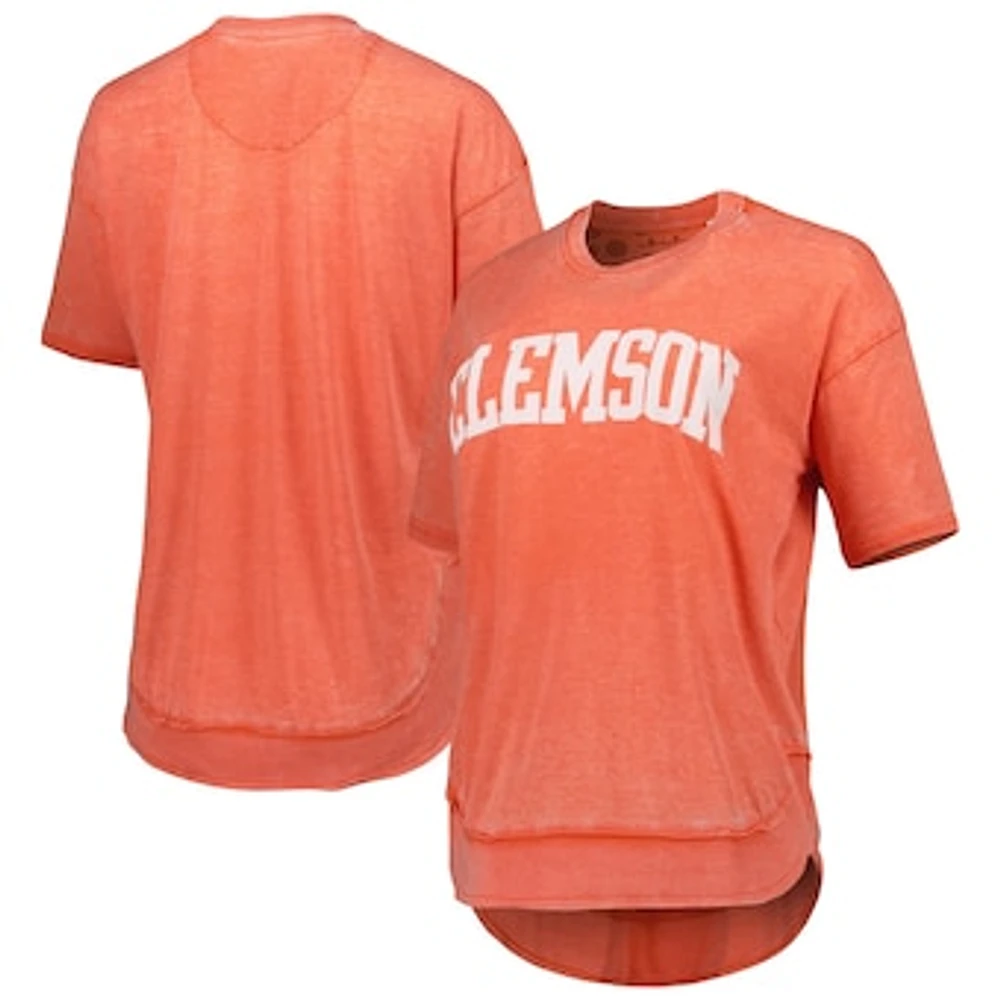 Women's Pressbox Orange Clemson Tigers Arch Poncho T-Shirt