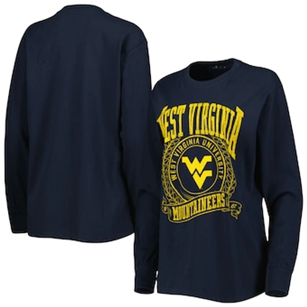 Women's Pressbox Navy West Virginia Mountaineers Big Country Laurels Long Sleeve T-Shirt