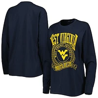 Women's Pressbox Navy West Virginia Mountaineers Big Country Laurels Long Sleeve T-Shirt