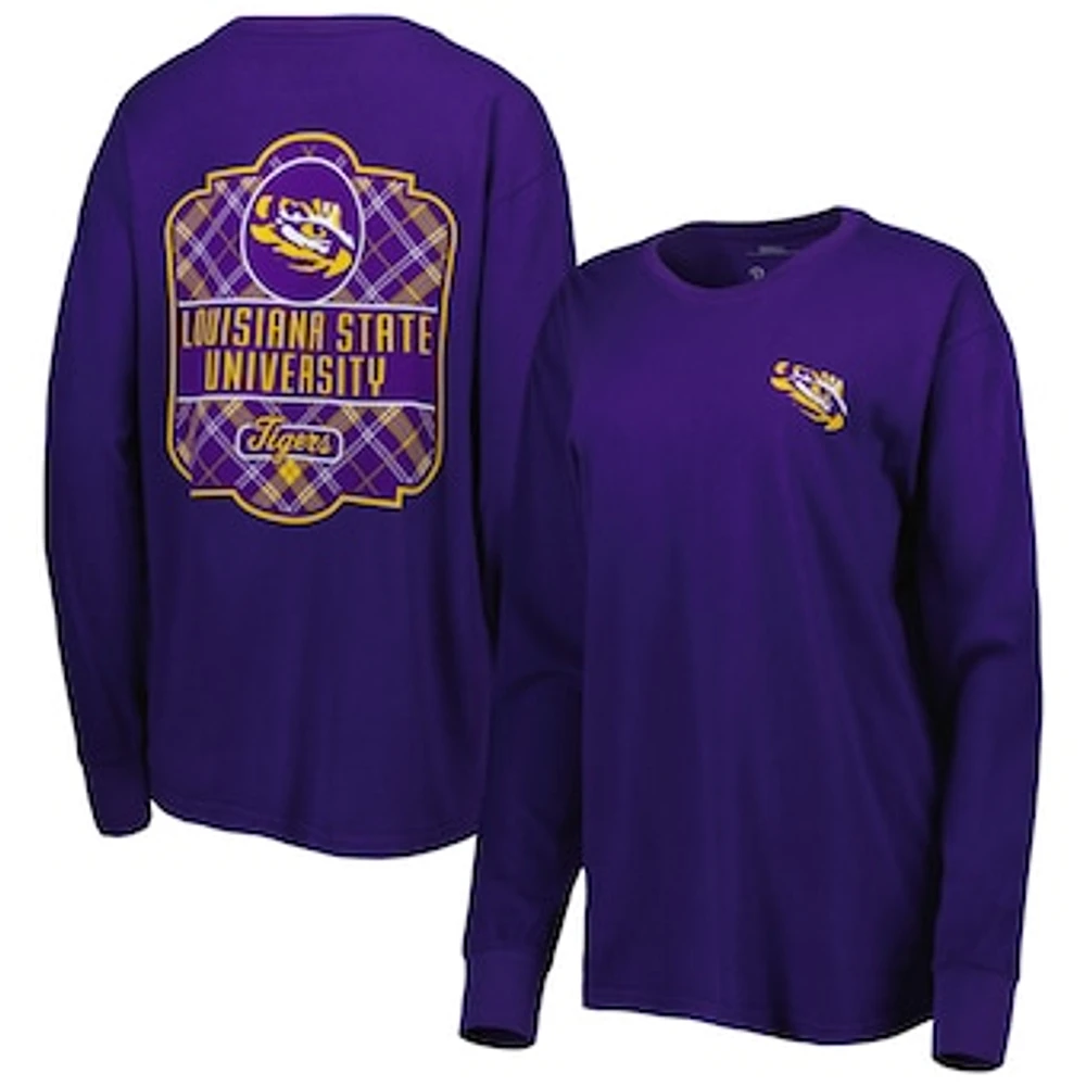 Women's Pressbox Purple LSU Tigers Valencia Plaid 2-Hit Long Sleeve T-Shirt