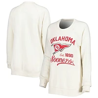 Women's Pressbox Cream Oklahoma Sooners Old Standard Pennant Knobi Raglan Pullover Sweatshirt