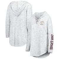 Women's Pressbox Gray Arizona State Sun Devils Space Dye Lace-Up V-Neck Raglan Long Sleeve T-Shirt