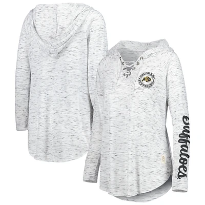 Women's Pressbox Gray Colorado Buffaloes Space Dye Lace-Up V-Neck Raglan Long Sleeve T-Shirt