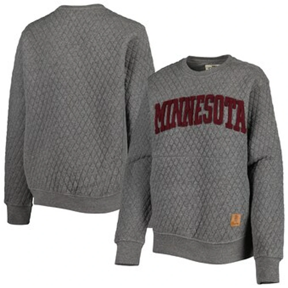 Women's Pressbox Heather Charcoal Minnesota Golden Gophers Moose Quilted Pullover Sweatshirt