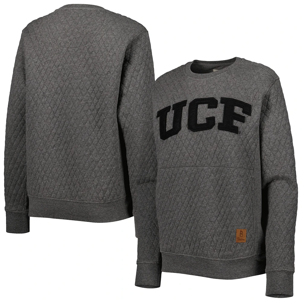 Women's Pressbox Heather Charcoal UCF Knights Moose Quilted Pullover Sweatshirt