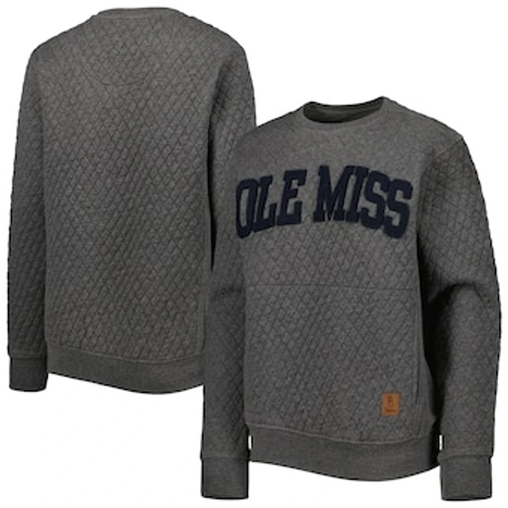 Women's Pressbox Heather Charcoal Ole Miss Rebels Moose Quilted Pullover Sweatshirt